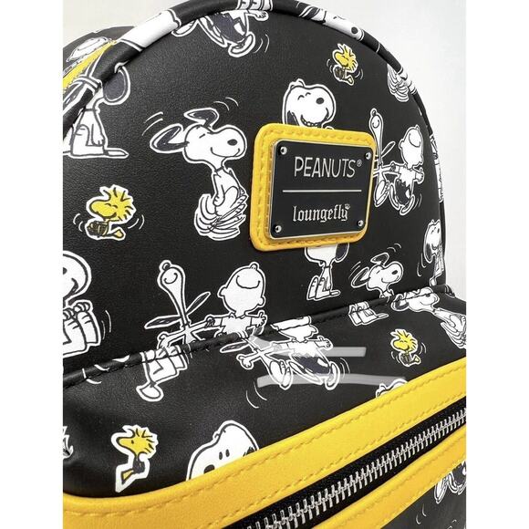 Loungefly Peanuts Snoopy Woodstock Charlie Brown Mini Backpack Black Yellow NWT main image 6